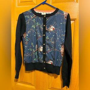 Yum I Owl Print Cardigan with Black Sleeves size small. US/2/4